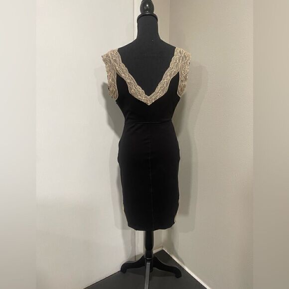 Alberto Makali Black Dress with Beige Lace Trim Size M - Picture 4 of 10